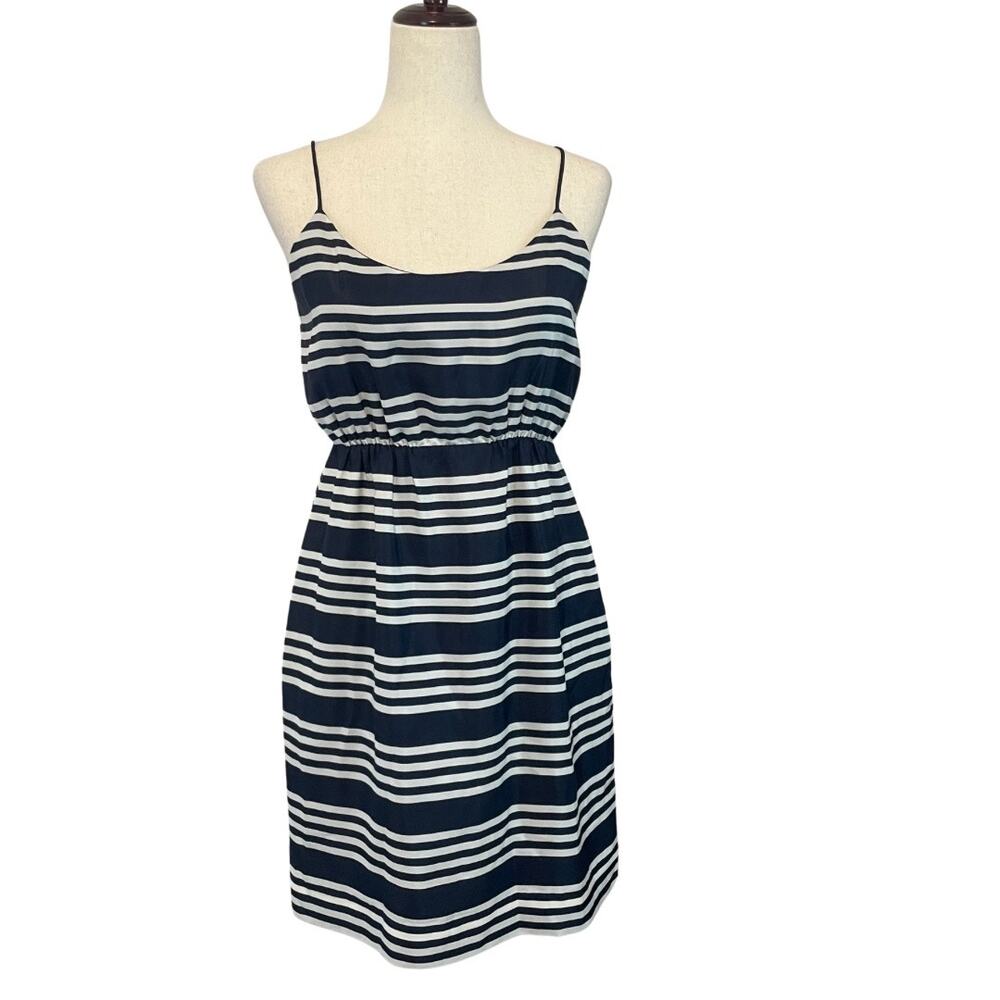 J.Crew Women’s Tank Dress Striped Spaghetti Strap Navy Blue White Size 6